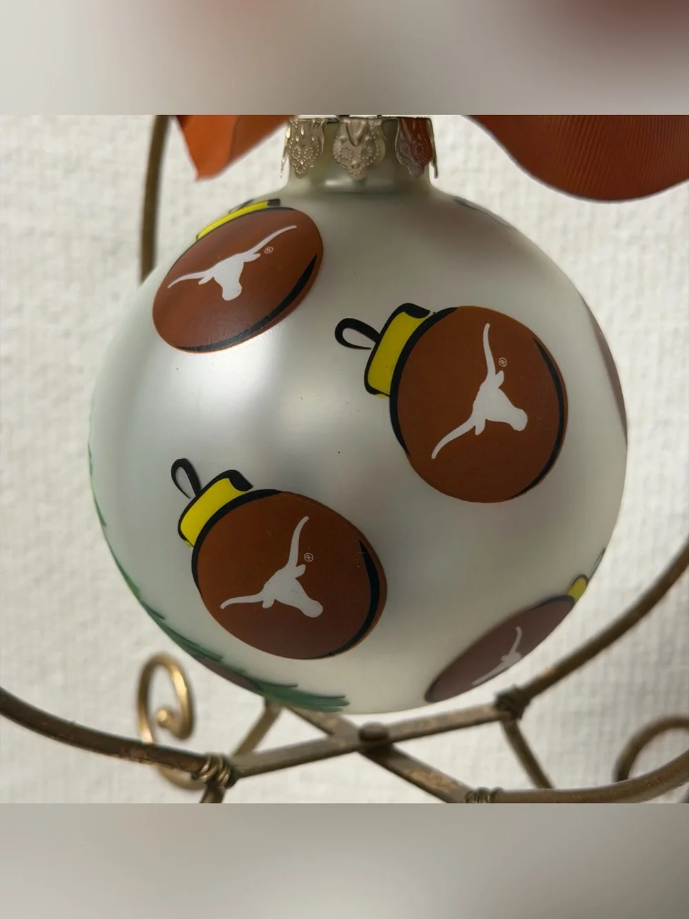University of Texas Longhorns Santa Claus glass hand painted ornament